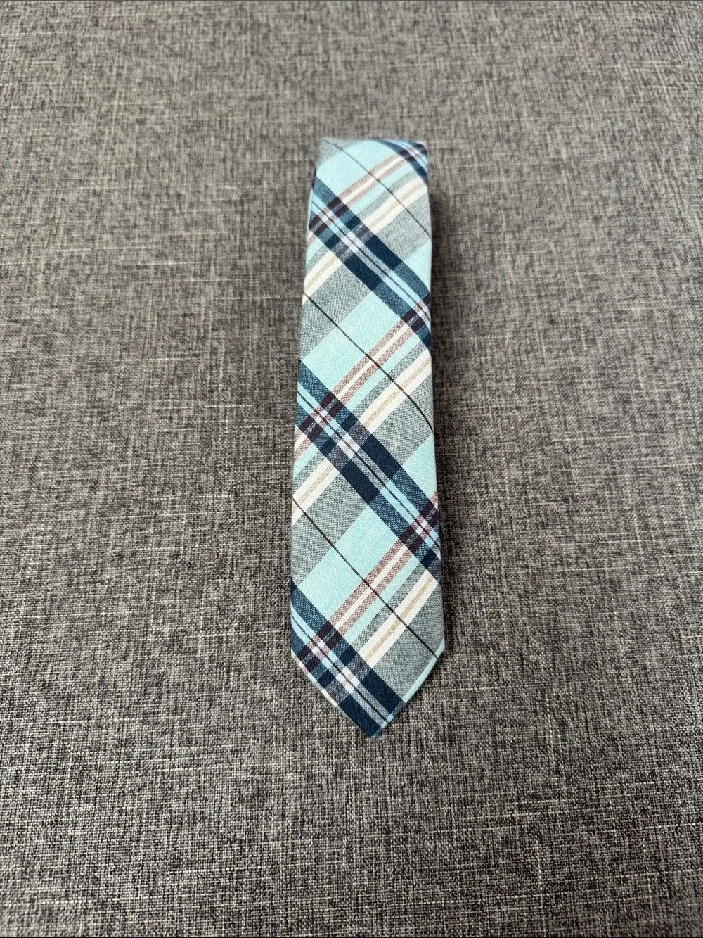 Men's Light Blue Plaid Tie- Barneys CO-OP